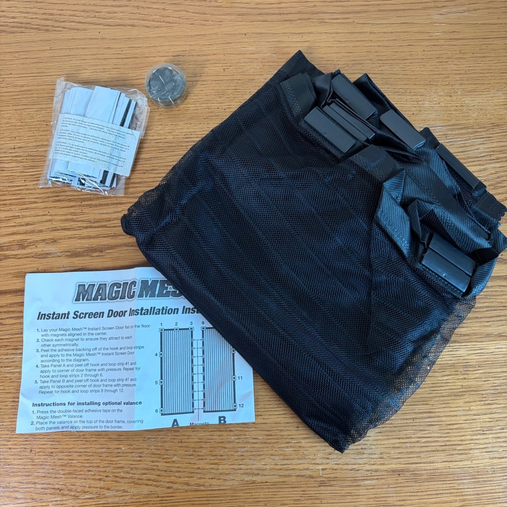 Magic Mesh Instant Screen Door Magnetic Closure Black Hands Free Bug Guard
